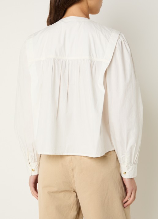by-bar Soof blouse met broderie - achterkant 3 gebroken wit