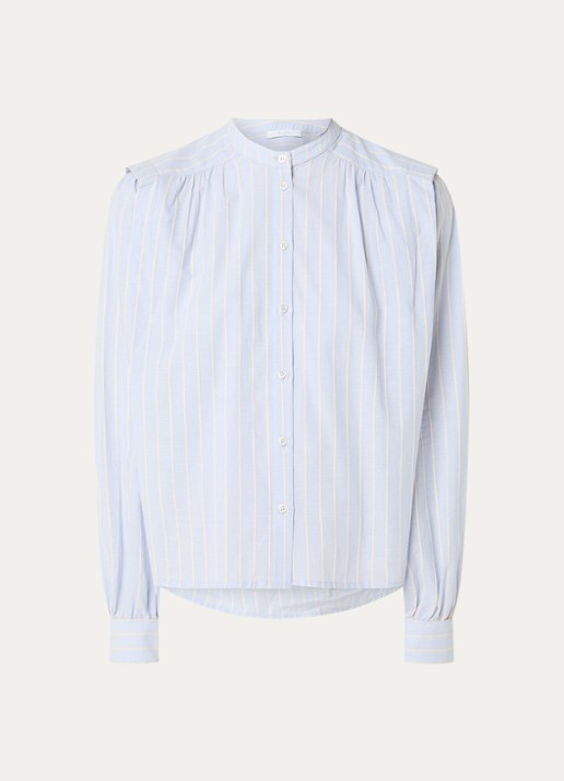 by-bar Soof blouse met streepprint - voorkant 2 blauw
