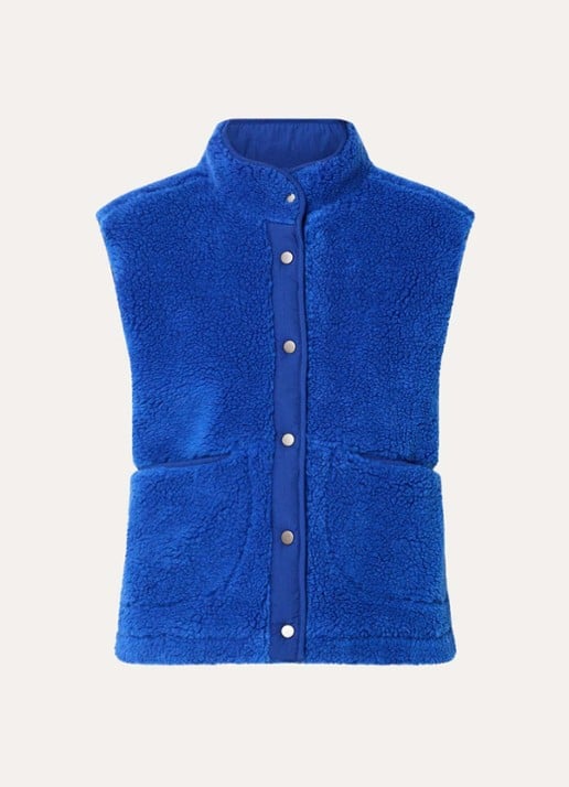 by-bar Steve bodywarmer van teddy met steekzakken - voorkant 2 kobaltblauw