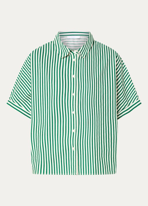 by-bar Sunny blouse met streepprint - voorkant groen