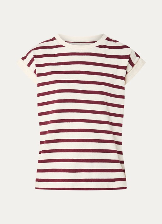 by-bar Tobi T-shirt met strepprint - voorkant 2 creme