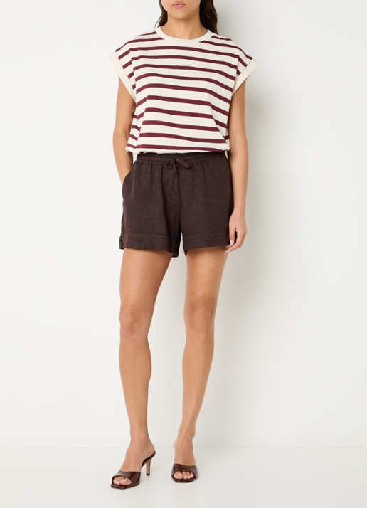 by-bar Tobi T-shirt met strepprint - voorkant 3 creme