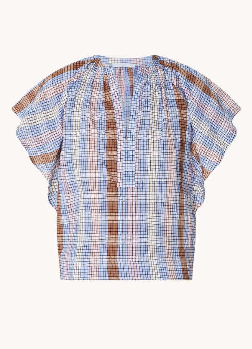 by-bar Vina tuniek met geruit dessin - voorkant lavendel