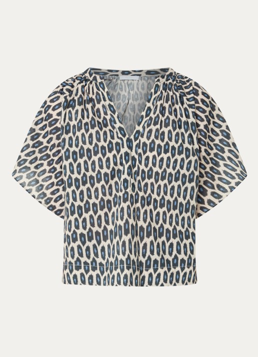 by-bar Vina tuniek met print - voorkant 2 donkerbeige