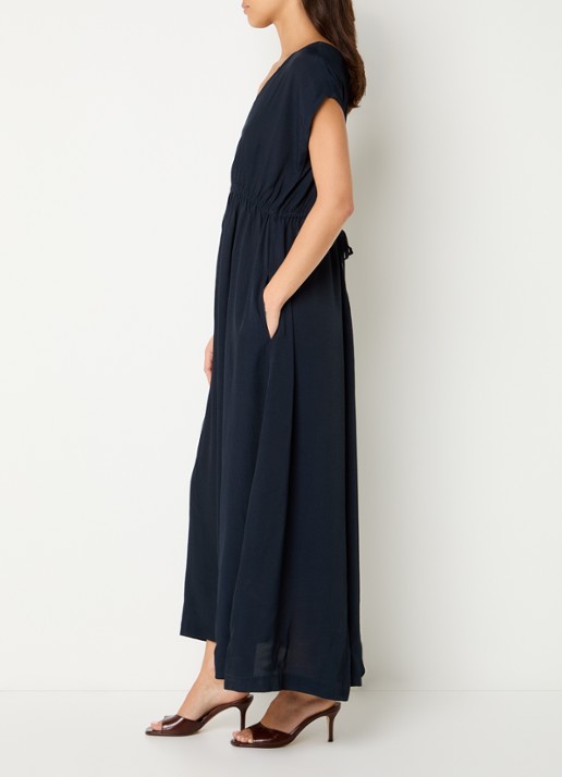 by-bar Yuki maxi jurk van crêpe met steekzakken - achterkant 2 donkerblauw