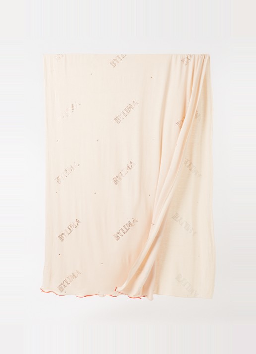 BYLIMA Chiffre sjaal met logo en strass 200 x 75 cm - detail 3 beige / beige