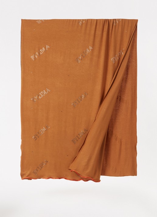 BYLIMA Chiffre sjaal met strass 175 x 70 cm - detail cognac