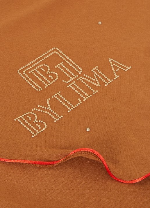 BYLIMA Chiffre sjaal met strass 175 x 70 cm - detail 2 cognac