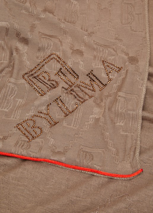 BYLIMA Enchanté sjaal met strass 200 x 75 cm  - detail 3 lichtbruin