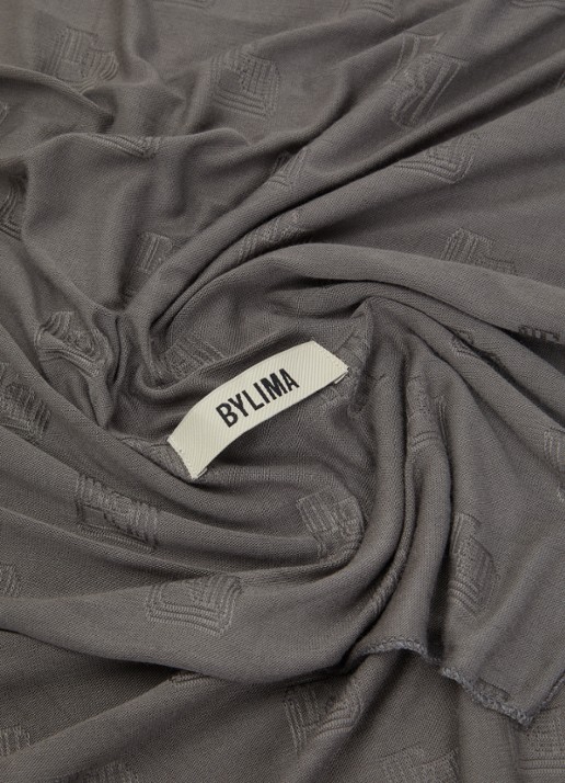 BYLIMA Framed sjaal met logoprint 80 x 200 cm  - detail 2 grijs