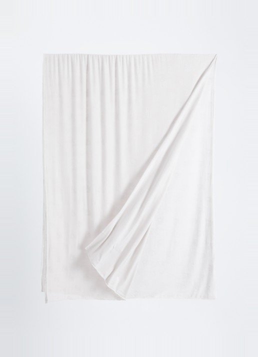 BYLIMA Framed sjaal met logoprint 80 x 200 cm  - detail creme