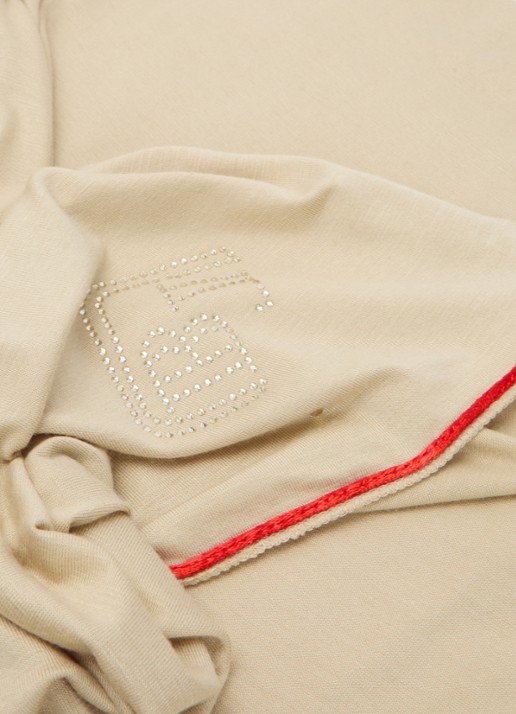 BYLIMA Initials sjaal met strass 180 x 75 cm - detail 2 donkerbeige
