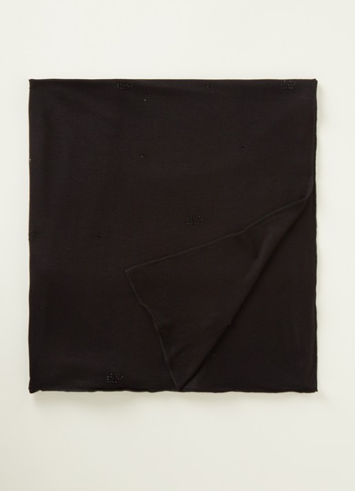 BYLIMA Initials sjaal met strass 190 x 60 cm - voorkant 3 black / zwart
