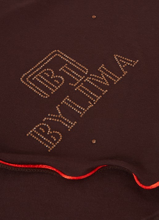 BYLIMA Monostamp sjaal met logo 180 x 75 cm - detail 2 donkerbruin