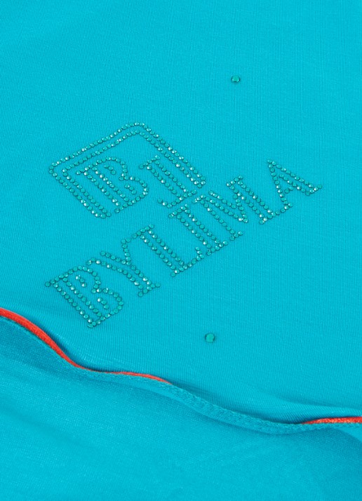 BYLIMA Monostamp sjaal met logo 180 x 75 cm - detail 2 turquoise