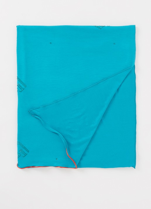 BYLIMA Monostamp sjaal met logo 180 x 75 cm - voorkant 3 turquoise