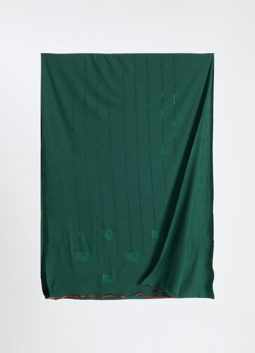 BYLIMA Ricamo sjaal met  logoborduring en strass 75 x 200 cm - detail donkergroen