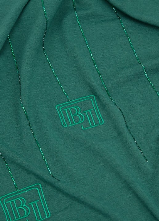 BYLIMA Ricamo sjaal met  logoborduring en strass 75 x 200 cm - detail 2 donkergroen