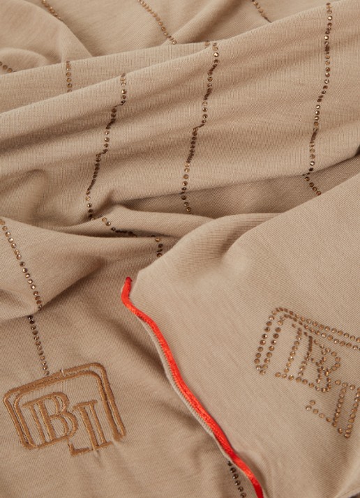 BYLIMA Ricamo sjaal met strass 200 x 75 cm - detail 2 beige