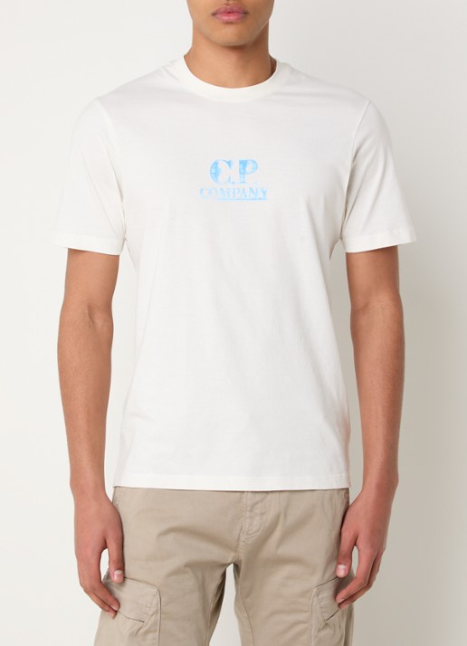 C.P. Company 30/1 T-shirt met logo- en backprint - achterkant 4 gebroken wit