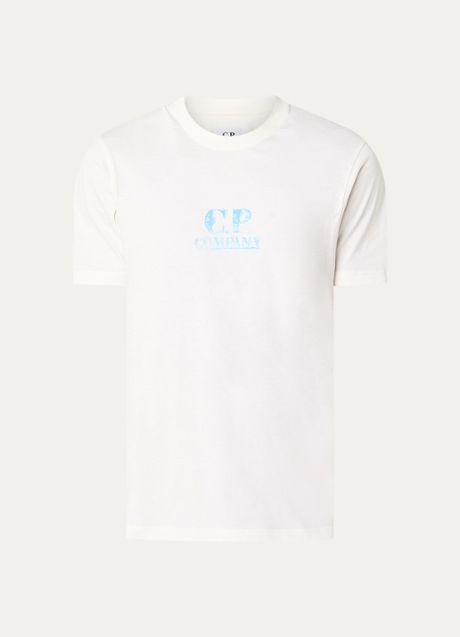 C.P. Company 30/1 T-shirt met logo- en backprint - voorkant gebroken wit