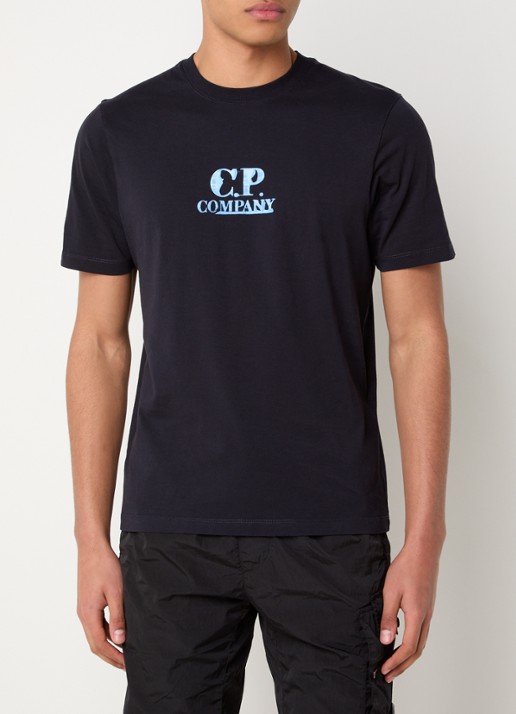 C.P. Company 30/1 T-shirt met logo- en backprint - achterkant 4 donkerblauw