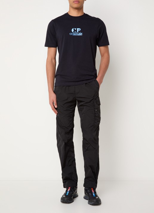 C.P. Company 30/1 T-shirt met logo- en backprint - voorkant 2 donkerblauw