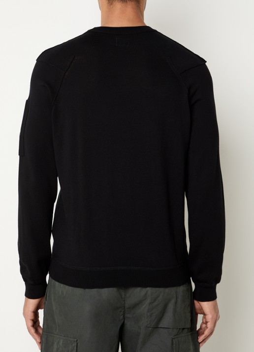 C.P. Company Fijngebreide pullover met ronde hals - achterkant 3 zwart