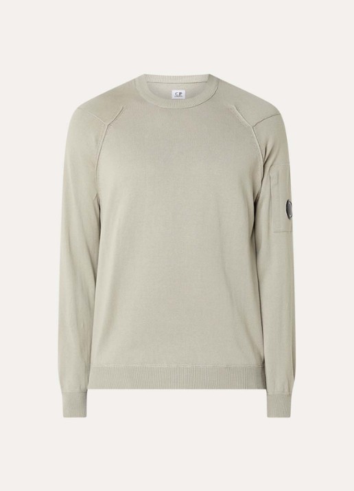 C.P. Company Fijngebreide pullover met ronde hals - voorkant lindegroen