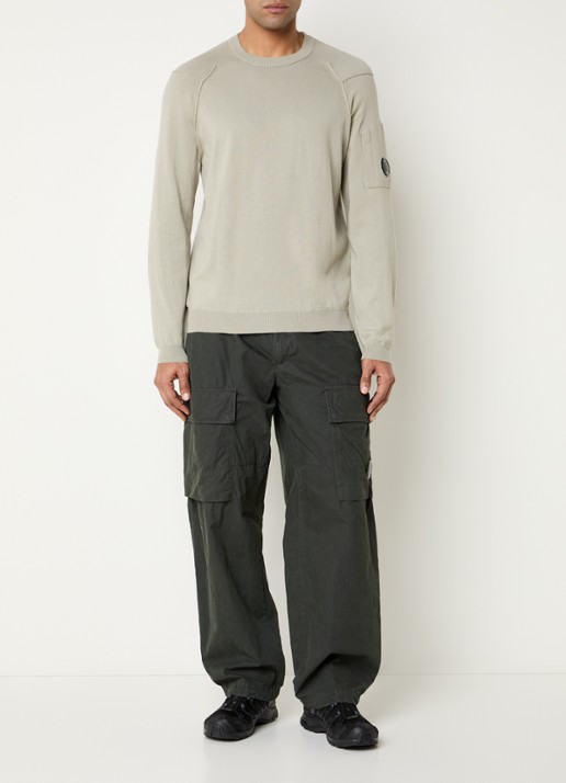 C.P. Company Fijngebreide pullover met ronde hals - voorkant 2 lindegroen