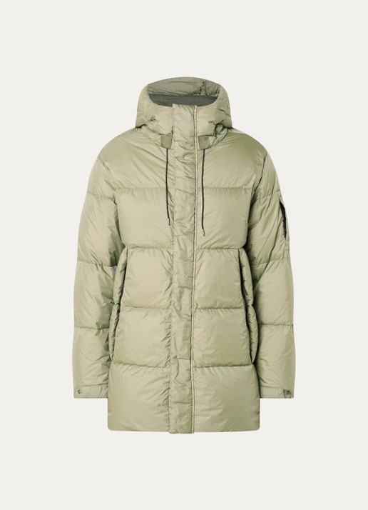 C.P. Company Gewatteerde parka met capuchon en donsvulling - voorkant 3 khaki