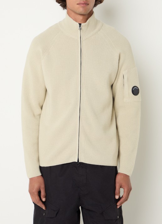 C.P. Company Grofgebreid vest met opstaande kraag - detail 3 beige