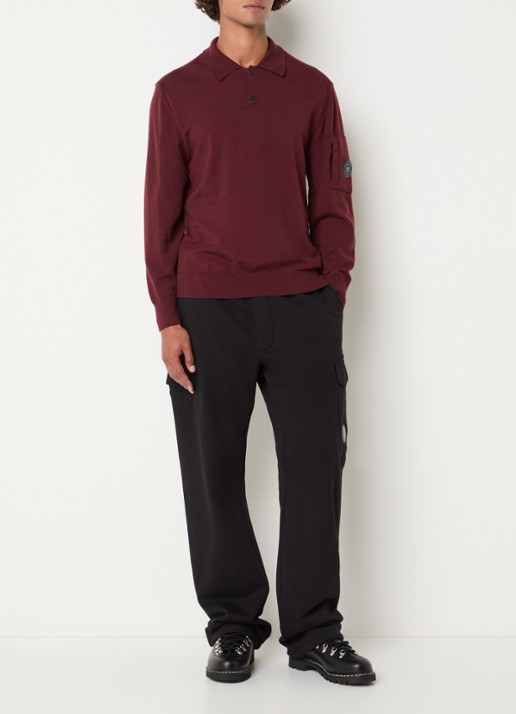 C.P. Company Regular fit polo in wolblend - voorkant 4 bordeauxrood