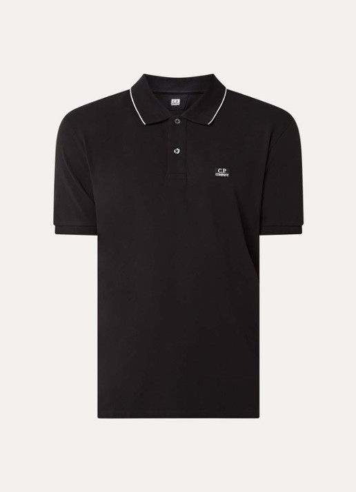 C.P. Company Regular fit polo met logo - voorkant 3 zwart