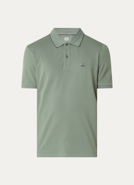 C.P. Company Regular fit polo met logo - voorkant 3 olijfgroen