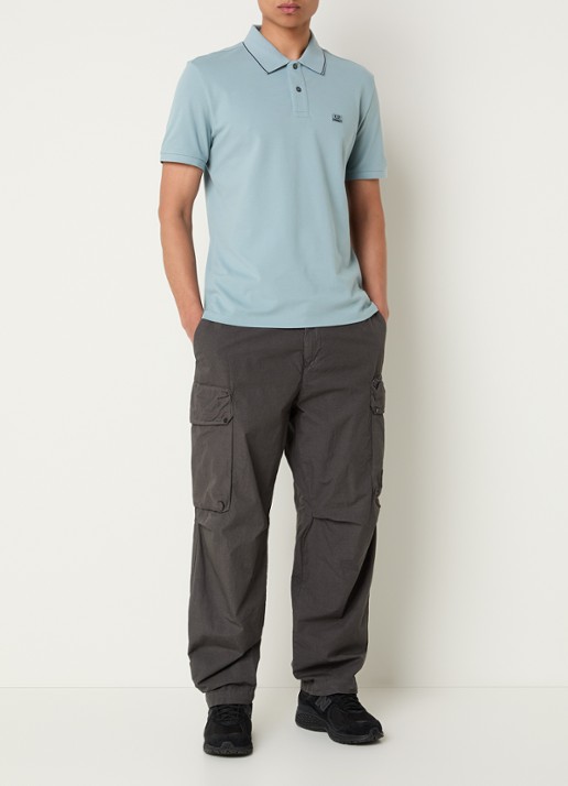 C.P. Company Regular fit polo met logo - voorkant 3 blauwgrijs