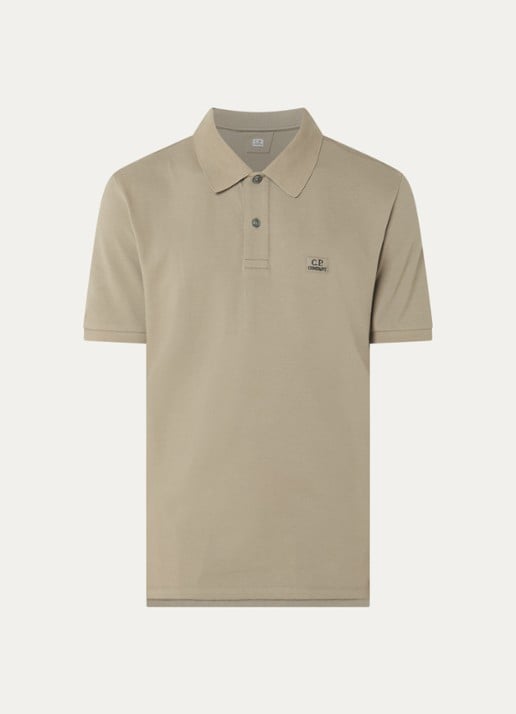 C.P. Company Regular fit polo met logo - voorkant 2 taupe