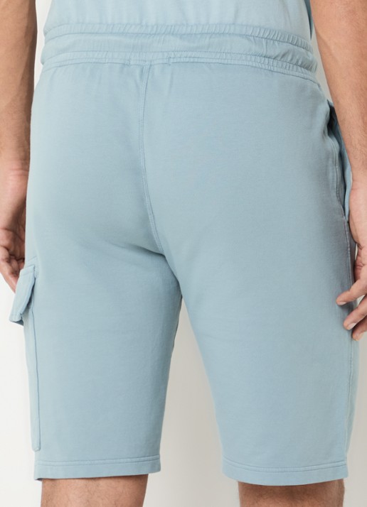 C.P. Company Slim fit korte cargobroek met logo - achterkant 3 blauw