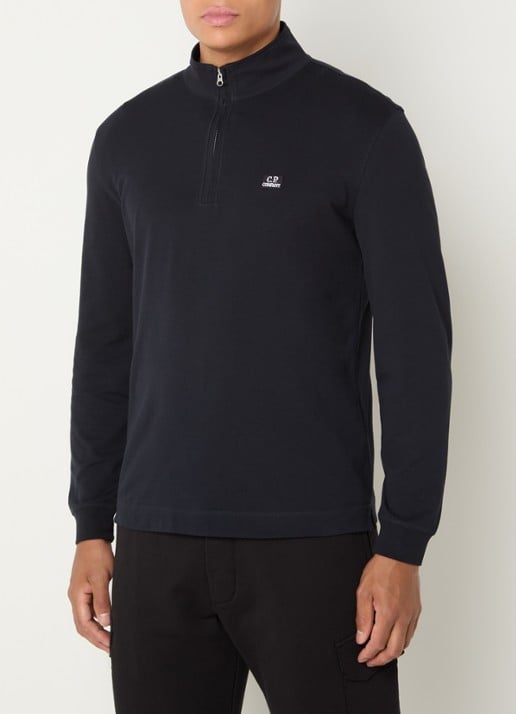 C.P. Company Slim fit polo van piqué katoen met halve rits en logo