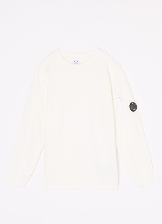 C.P. Company Sweater met logo - voorkant gebroken wit