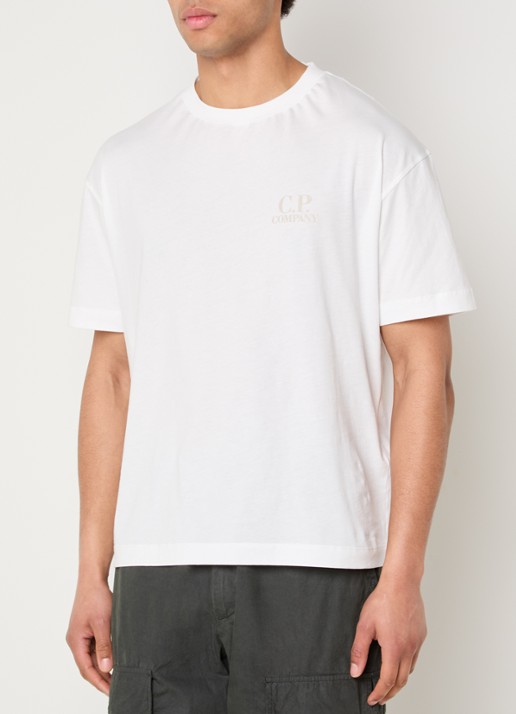 C.P. Company T-shirt met logo- en backprint - achterkant wit