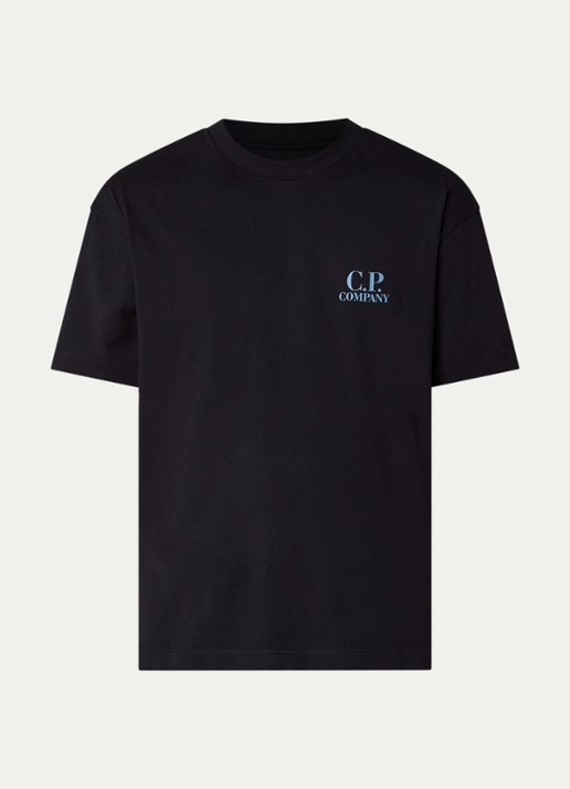 C.P. Company T-shirt met logo en backprint - voorkant donkerblauw