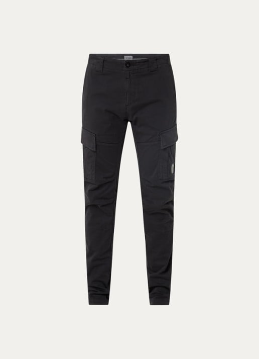 C.P. Company Tapered fit cargobroek met logo - voorkant 4 antraciet