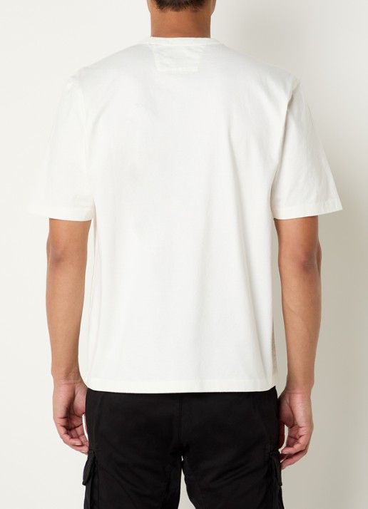 C.P. Company Twisted T-shirt met logoborduring - achterkant 4 vanillegeel
