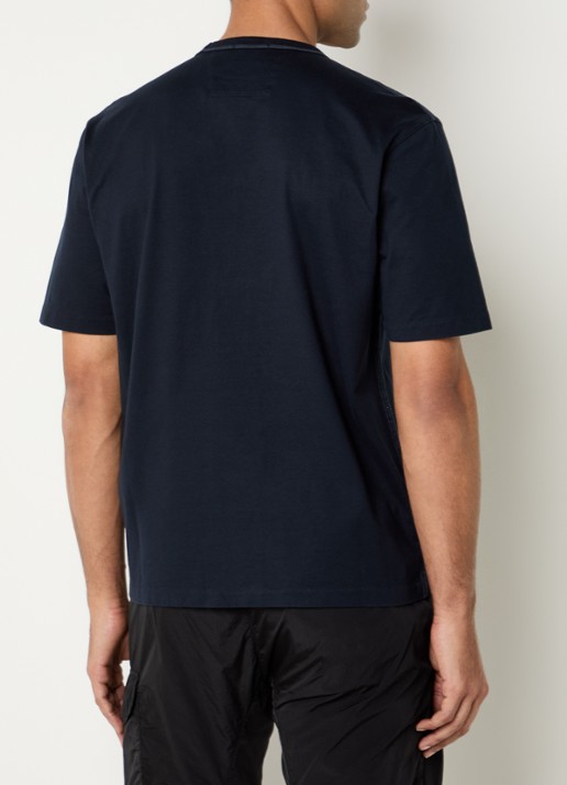 C.P. Company Twisted T-shirt met logoborduring - achterkant 3 donkerblauw