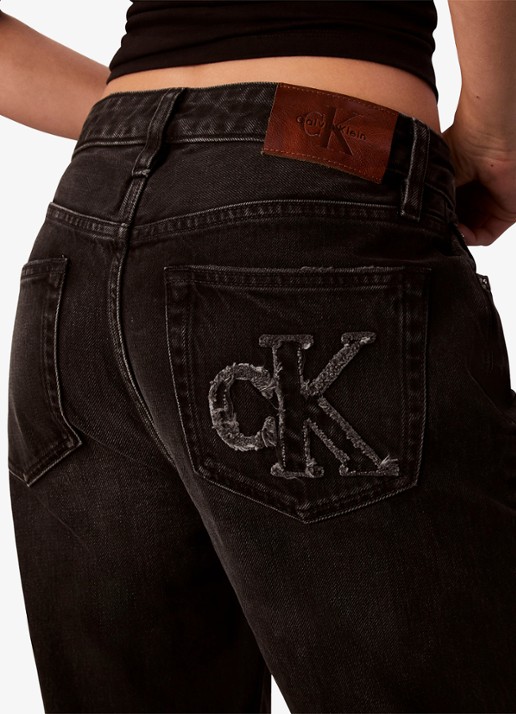 Calvin Klein 90's straight fit jeans met gekleurde wassing - detail 4 zwart