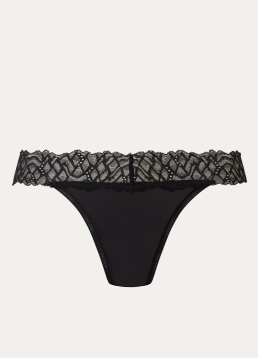 Calvin Klein Attraction slip met details van kant - voorkant 5 zwart