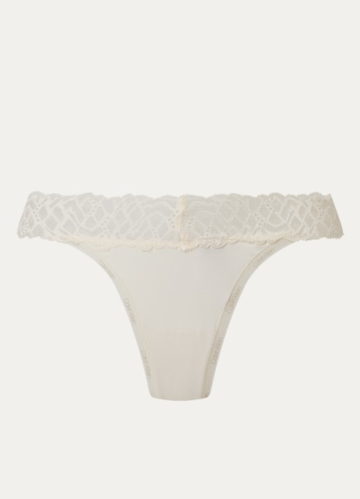 Calvin Klein Attraction string met details van kant - voorkant 4 ivoor