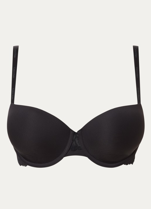 Calvin Klein Balconette BH met details van kant - voorkant 11 zwart