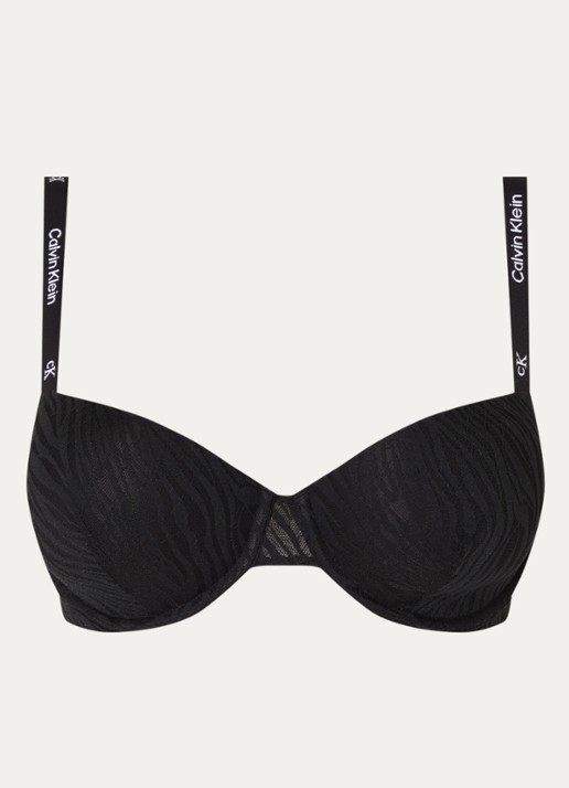 Calvin Klein Balconette bh met zebraprint en beugel - voorkant black-ub1